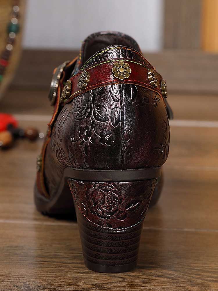 Adalee Retro Floral Embossed Shoes