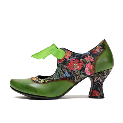 Women's Pumps Mary Jane Handmade Shoes Vintage Shoes Party Outdoor Daily Elegant Bohemia Heels