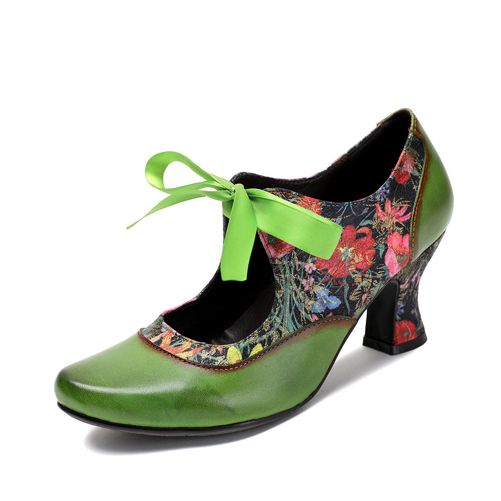 Women's Pumps Mary Jane Handmade Shoes Vintage Shoes Party Outdoor Daily Elegant Bohemia Heels