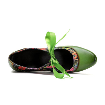 Women's Pumps Mary Jane Handmade Shoes Vintage Shoes Party Outdoor Daily Elegant Bohemia Heels