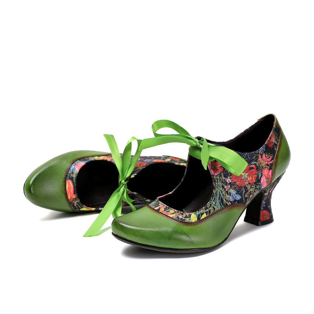 Women's Pumps Mary Jane Handmade Shoes Vintage Shoes Party Outdoor Daily Elegant Bohemia Heels