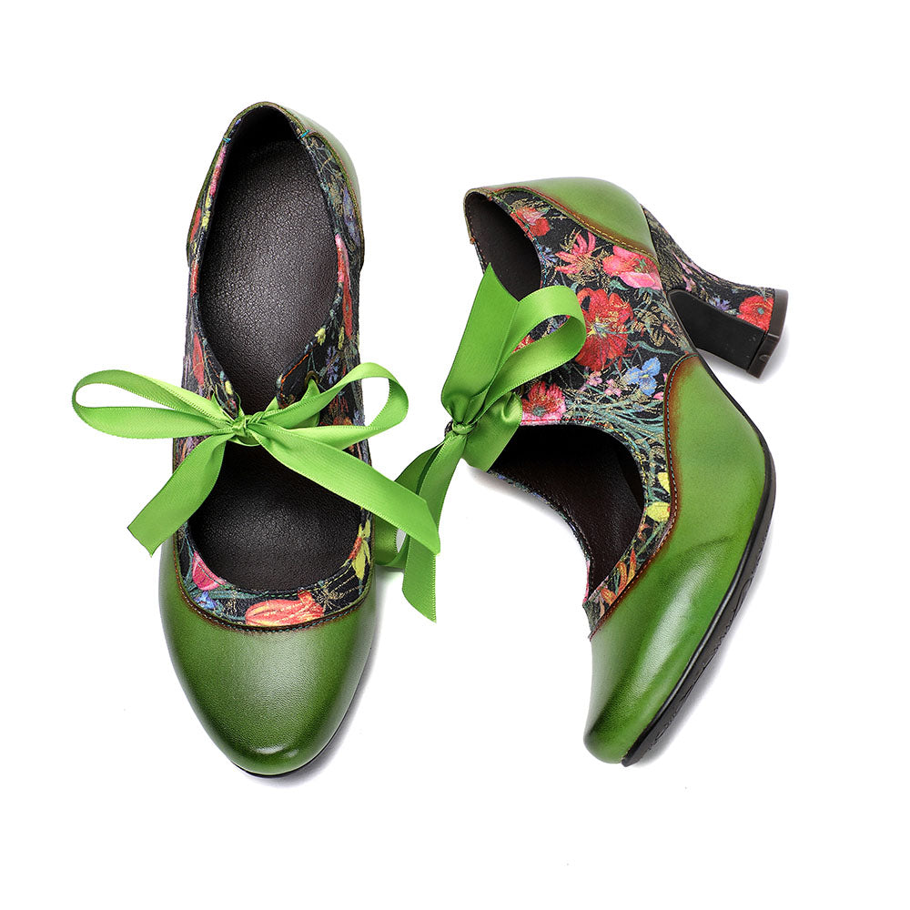 Women's Pumps Mary Jane Handmade Shoes Vintage Shoes Party Outdoor Daily Elegant Bohemia Heels