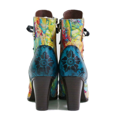Retro Hand painted Leather Boots