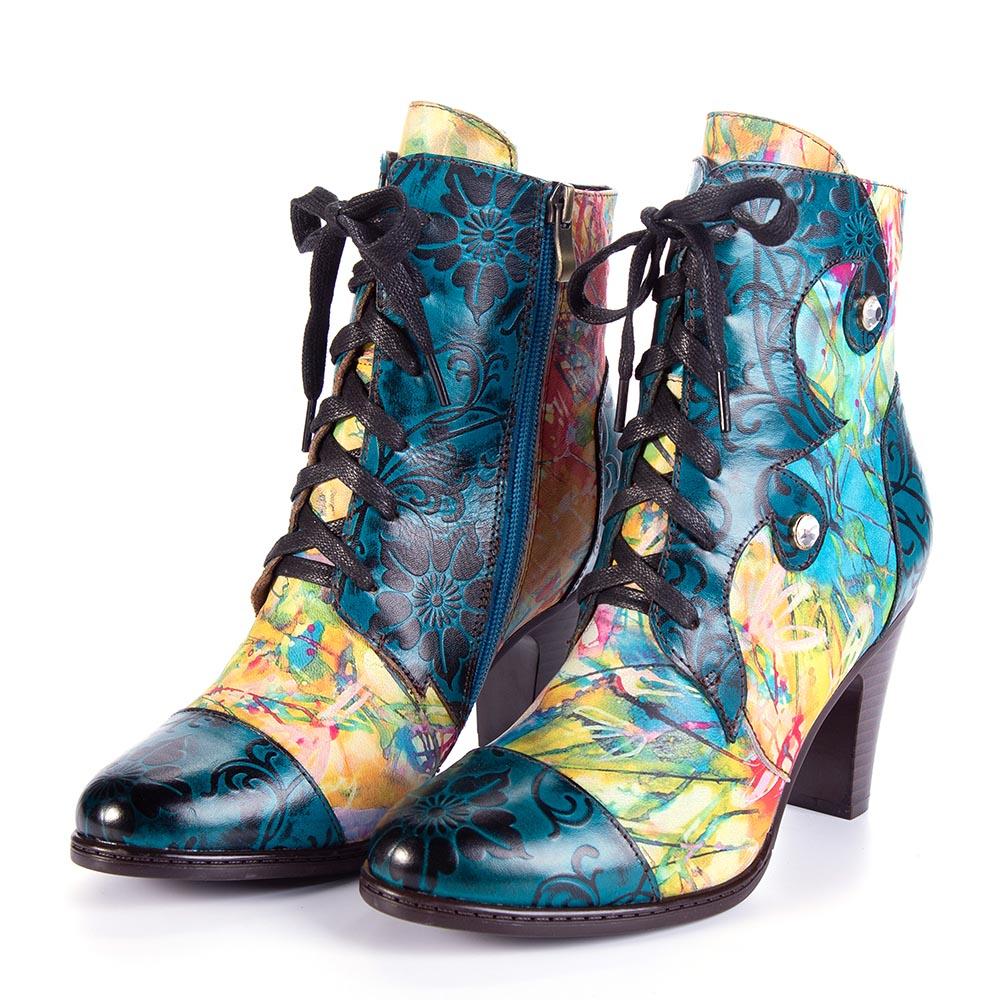 Retro Hand painted Leather Boots