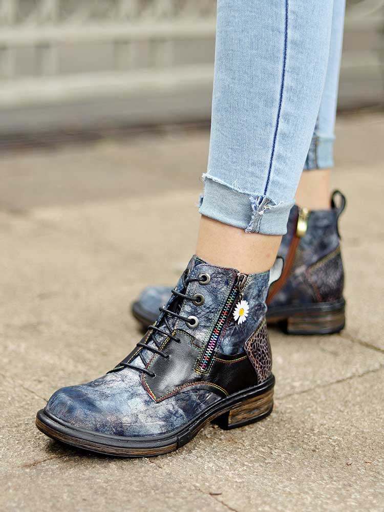 Genuine Leather Vintage Ankle Boots