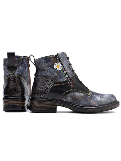 Genuine Leather Vintage Ankle Boots