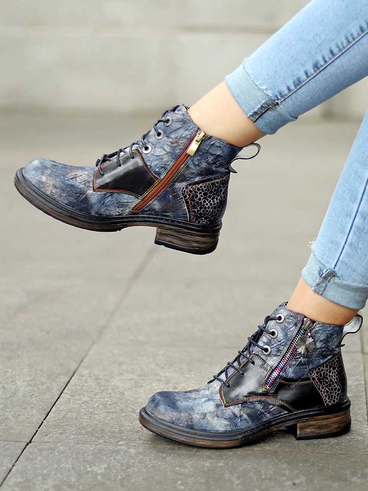 Genuine Leather Vintage Ankle Boots