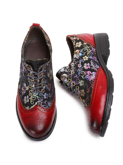Karter Flower Handmade Brogue Flat Shoes