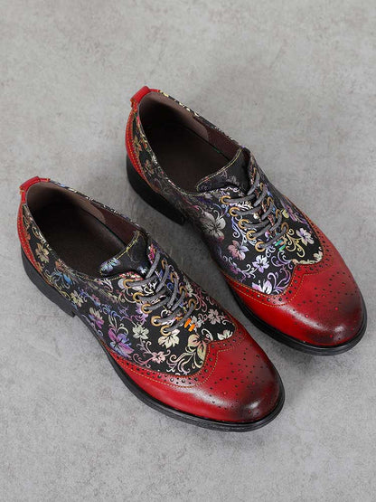 Karter Flower Handmade Brogue Flat Shoes