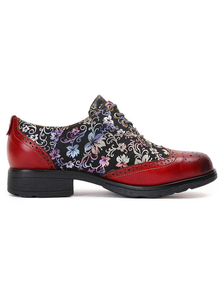 Karter Flower Handmade Brogue Flat Shoes