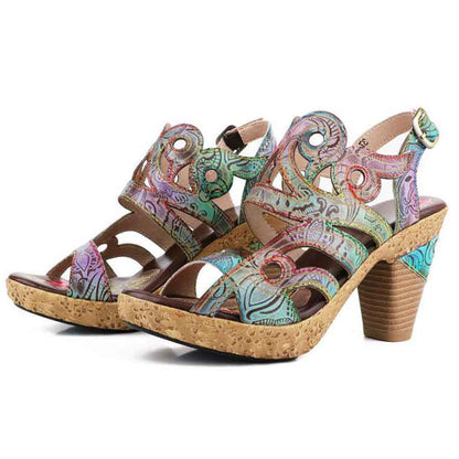 Zendaya Hand-painted Genuine Leather Sandals