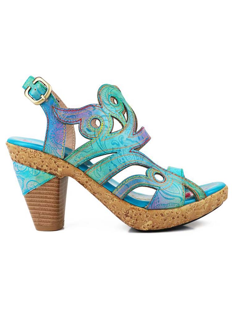 Zendaya Hand-painted Genuine Leather Sandals