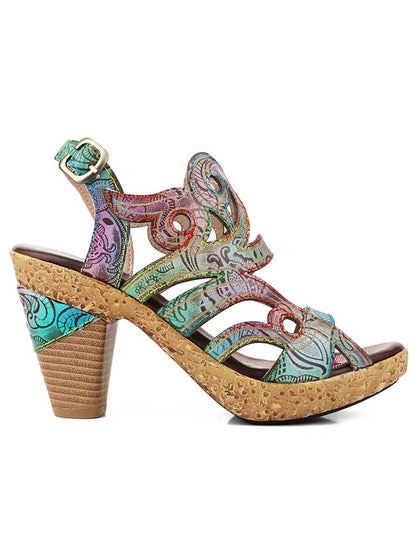 Zendaya Hand-painted Genuine Leather Sandals