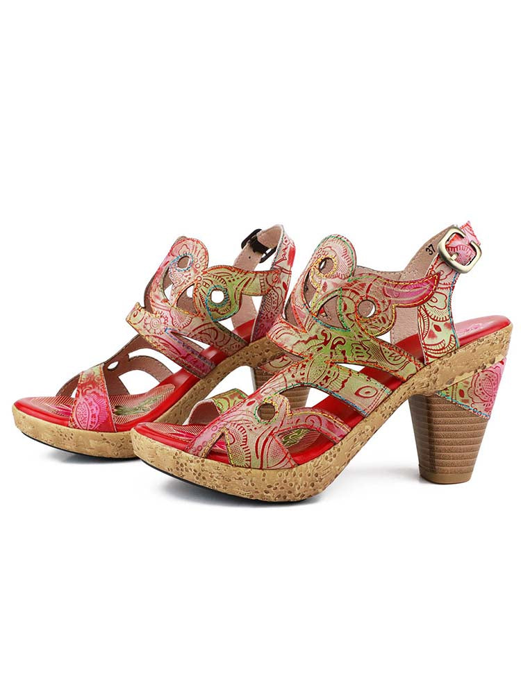 Zendaya Hand-painted Genuine Leather Sandals