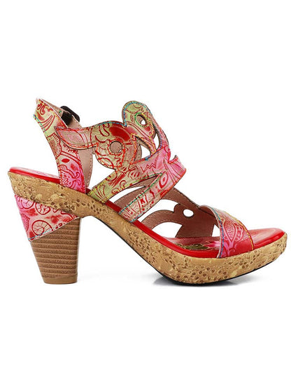 Zendaya Hand-painted Genuine Leather Sandals