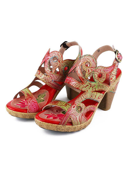 Zendaya Hand-painted Genuine Leather Sandals