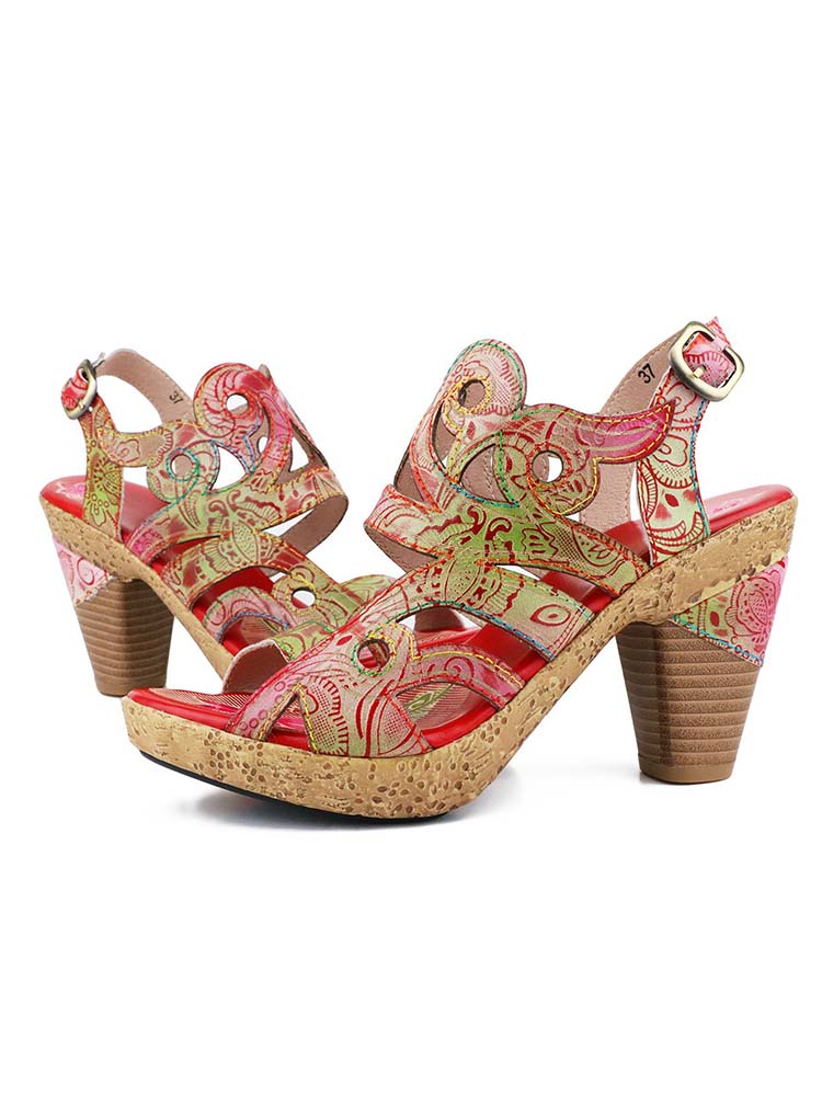 Zendaya Hand-painted Genuine Leather Sandals