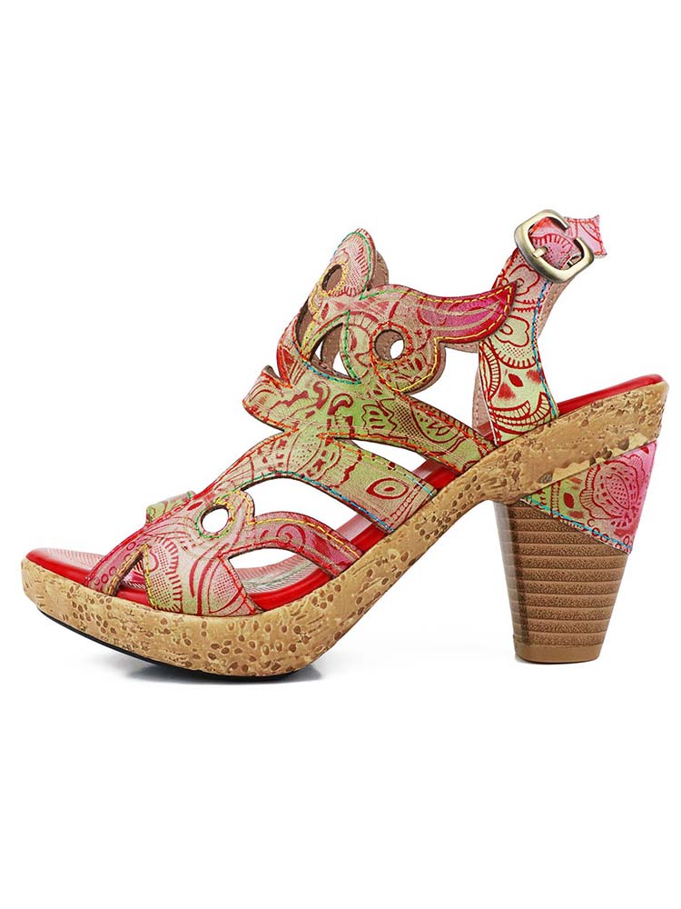 Zendaya Hand-painted Genuine Leather Sandals
