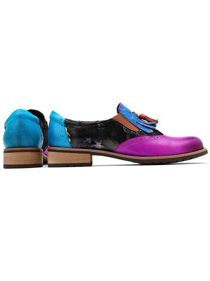 Bohemian Painted Brogue Genuine Leather Shoes