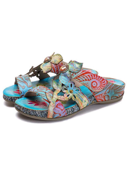 Laylah Genuine Leather Hand Painted Slippers