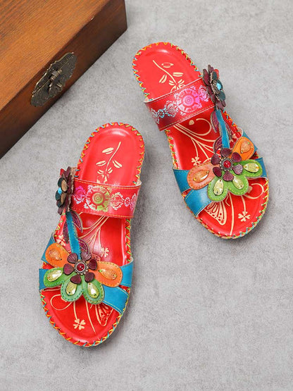 Valery Retro Floral Embossing Slippers