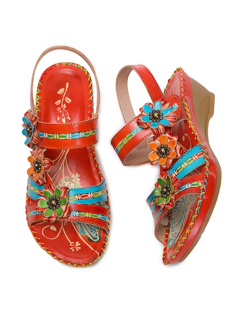 Zaria Flowers Embossing Sandals