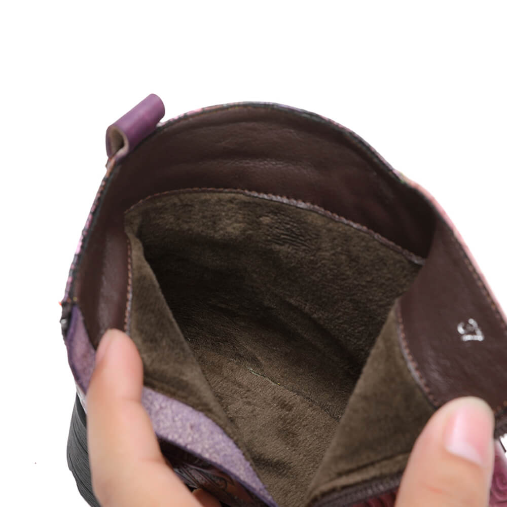 Genuine Leather Hand Painted Flat Boots