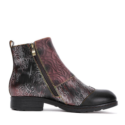 Genuine Leather Hand Painted Flat Boots