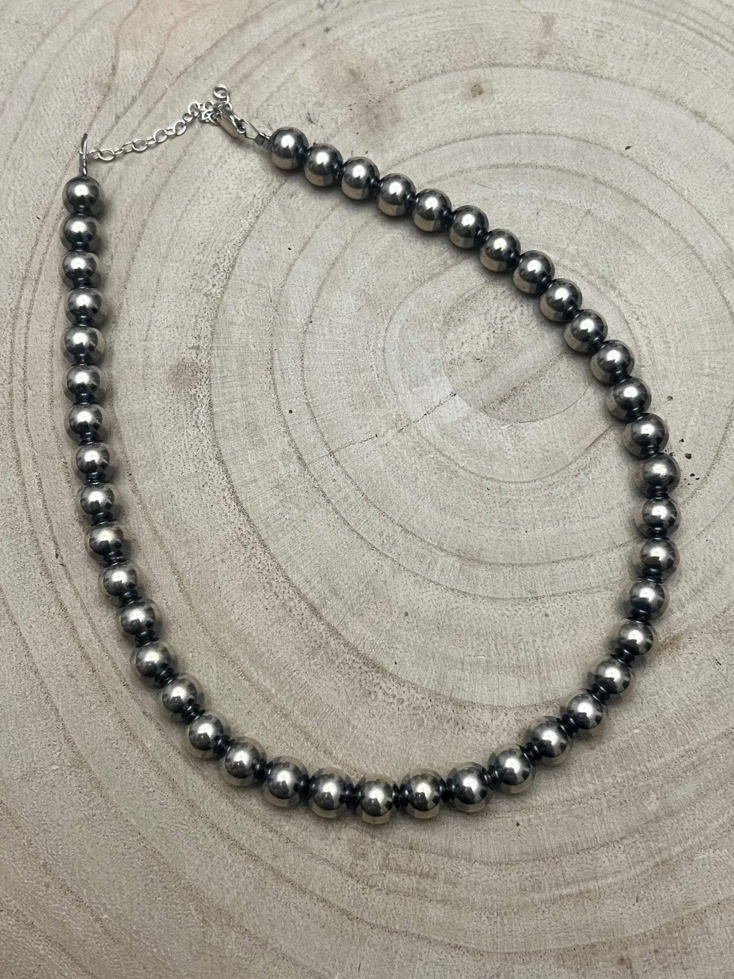 8mm Sterling Pearl Necklace - 14 inch