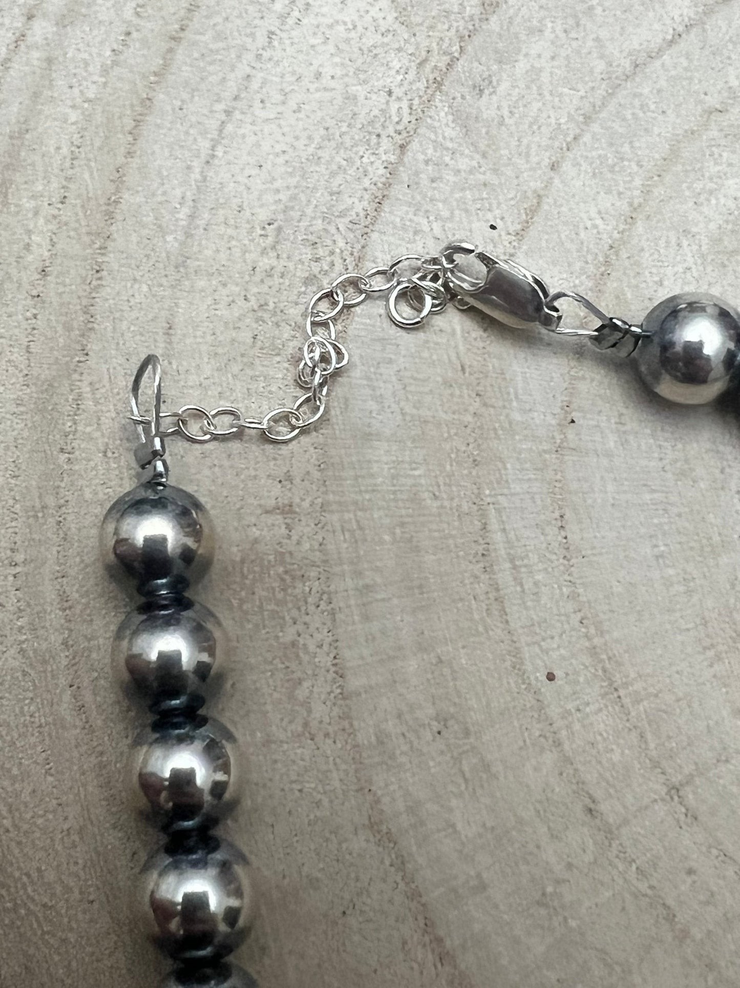 8mm Sterling Pearl Necklace - 14 inch