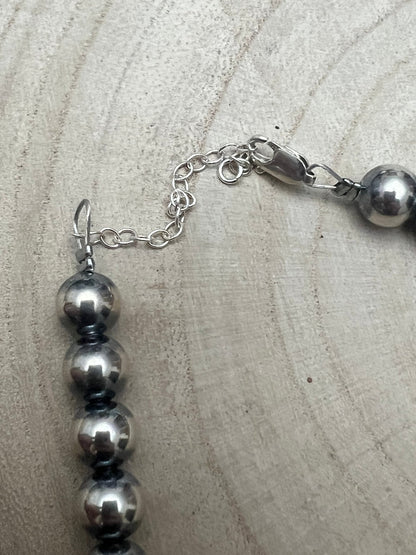 8mm Sterling Pearl Necklace - 14 inch