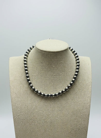 8mm Sterling Pearl Necklace - 14 inch