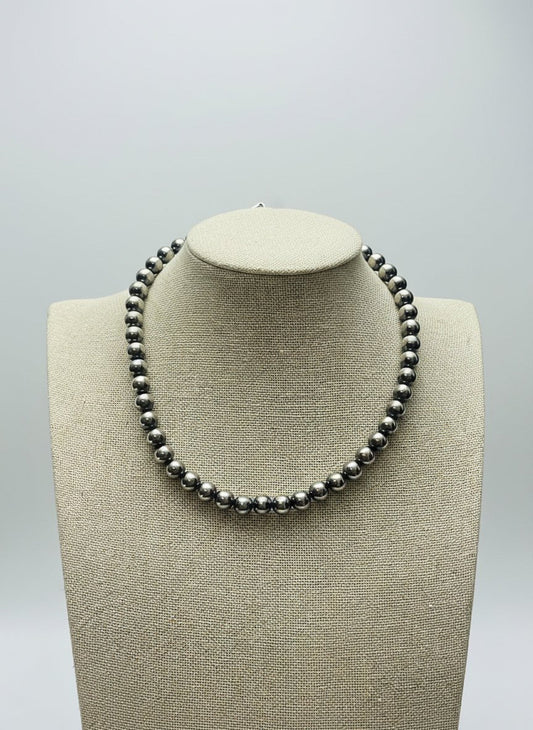 8mm Sterling Pearl Necklace - 14 inch