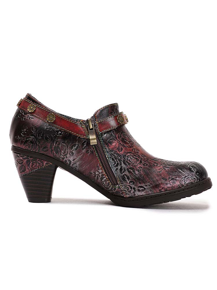 Adalee Retro Floral Embossed Shoes