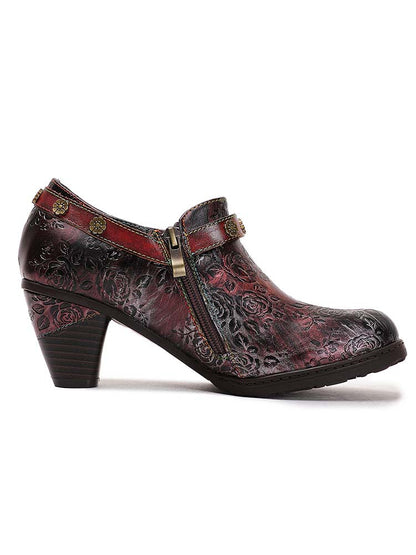 Adalee Retro Floral Embossed Shoes