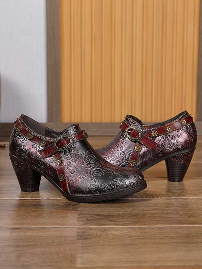 Adalee Retro Floral Embossed Shoes