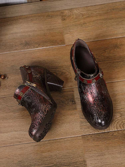 Adalee Retro Floral Embossed Shoes