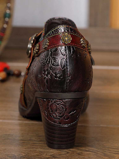 Adalee Retro Floral Embossed Shoes