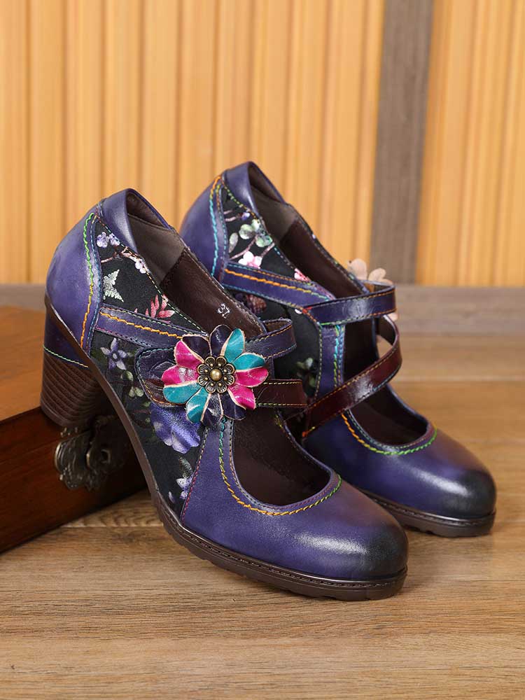 Veda Hand Embossed Leather Shoes