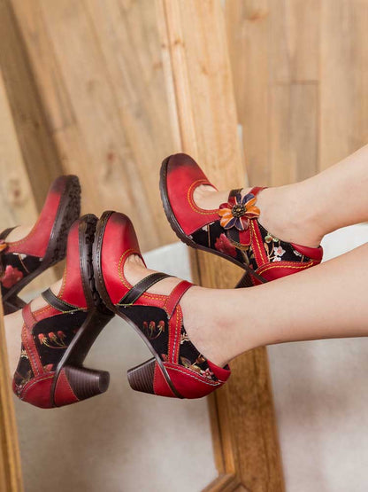 Veda Hand Embossed Leather Shoes