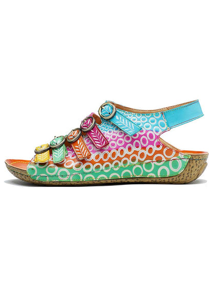 Comfy Printed Leather Flower Sandals