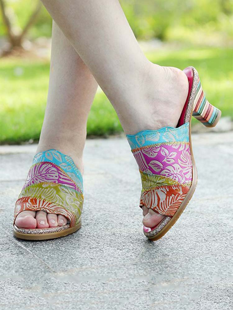 Four Color Splicing Slippers