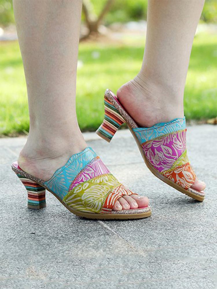 Four Color Splicing Slippers