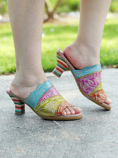 Four Color Splicing Slippers