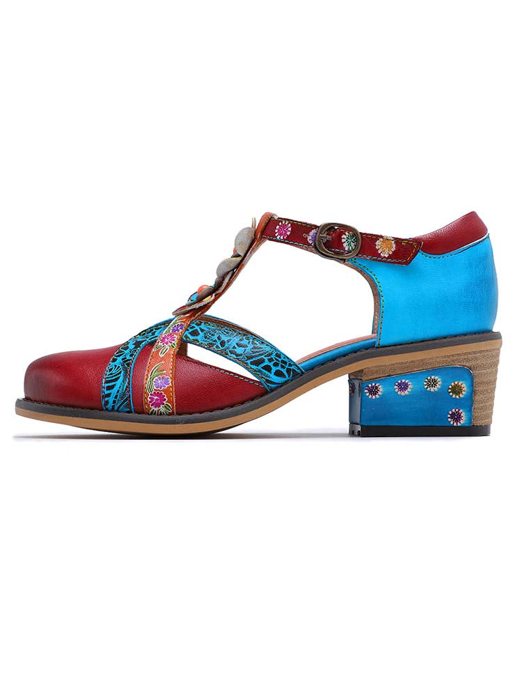 Genuine Leather Flower Retro Shoes