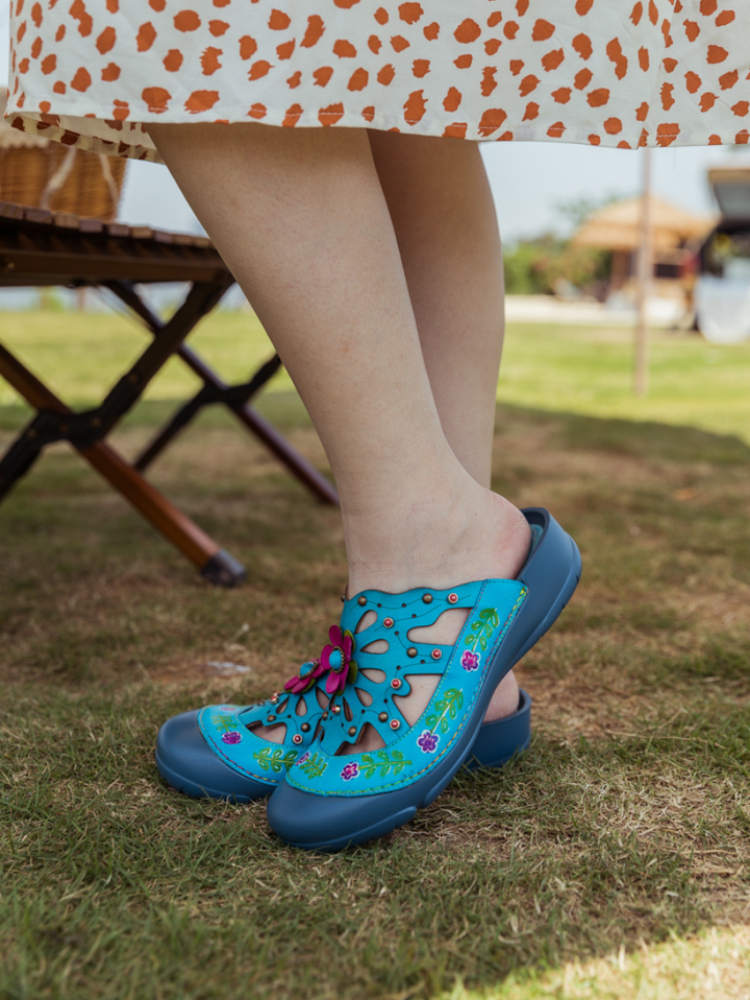 Vintage Printed Flowers Pattern Sandals