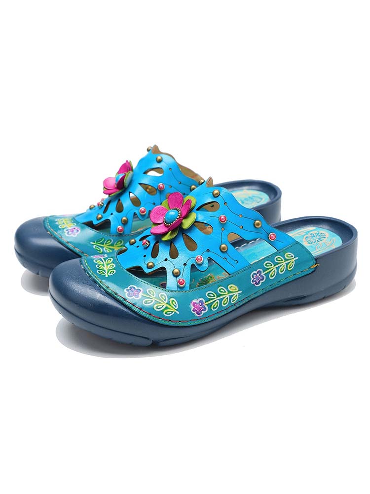 Vintage Printed Flowers Pattern Sandals