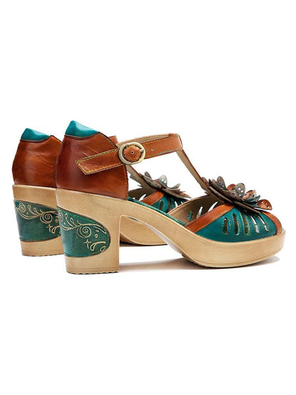 Vintage Handmade Fish Mouth Floral Sandals