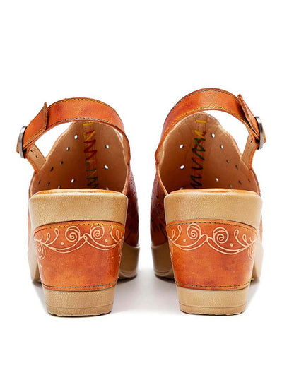 Fish Mouth Genuine Leather High Heel Sandals