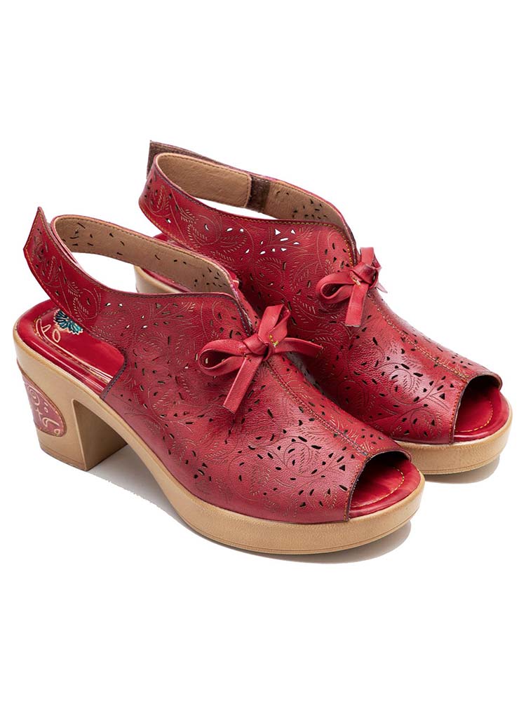 Vintage Handmade Fish Mouth Hollow Sandals